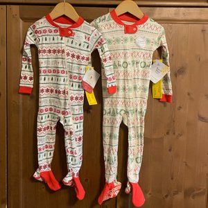 NWT Lot of 2 Burt’s Bees Baby Family Jammies Fair Isle Sleeper size 18 months
